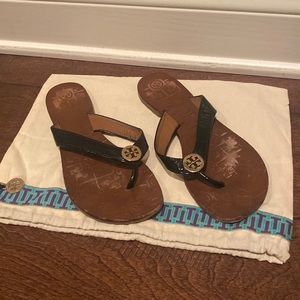 Tory Burch black patent sandals